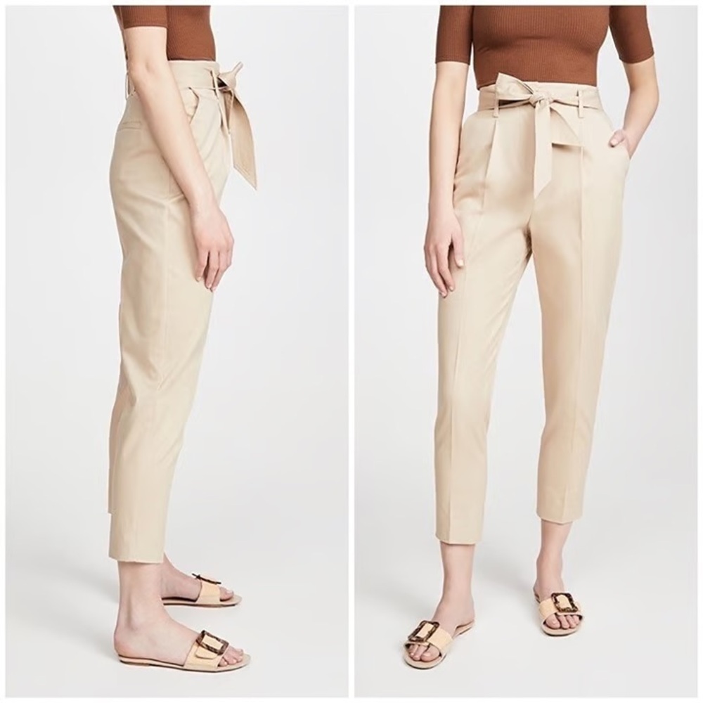 Equipment Femme Women’s Horace Trouser Beige Pleated Belted Ankle Length Size 8‎